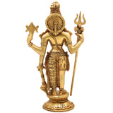 Brass Harihara Idol | Shankaranarayana Vishnu Shiva Murti | Handmade Peetal Pittal Pital Sculpture, Gold, 11 Inch, 1 Piece