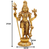 Brass Harihara Idol | Shankaranarayana Vishnu Shiva Murti | Handmade Peetal Pittal Pital Sculpture, Gold, 11 Inch, 1 Piece