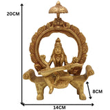 Brass Saraswati Idol Peetal Sharada Devi Statue Vani Vagdevi Murti for Pooja Room Home Temple Decor, Gold, 8 Inch, 1 Piece