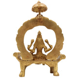 Brass Mahalakshmi Idol with Prabhavali | Shri Lakshmi Devi Murti for Pooja, Padmavati Laxmi Statue for Home Temple & Gifts, Gold, 8 Inch, 1 Piece
