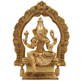 Brass Vinayaki Idol | Female Ganesha Murti | Stri Ganeshani Devi Statue | Pital Gajamukhi Yogini for Puja, Decor & Gifts, Gold, 8 Inch, 1 Piece