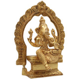 Brass Vinayaki Idol | Female Ganesha Murti | Stri Ganeshani Devi Statue | Pital Gajamukhi Yogini for Puja, Decor & Gifts, Gold, 8 Inch, 1 Piece