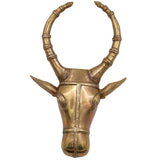 Brass Bull Head Wall Hanging | Nandi Ox Face Sculpture Decor, Gold, 10 Inch, 1 Piece