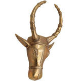 Brass Bull Head Wall Hanging | Nandi Ox Face Sculpture Decor, Gold, 10 Inch, 1 Piece
