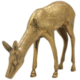 Brass Deer Idol | Mriga, Harin, Maan, Jinka, Blackbuck Statue | Peetal, Pittal, Vellipittalam Showpiece, Gold, 8 Inch, 1 Piece