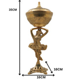 Handmade Brass Fruit Bowl, Peetal Phal Dani Pital Phal Thali Pittal Decorative Velli Pittalam Bowl Traditional Indian Pooja Decor, Gold, 14 Inch, 1 Piece