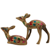 Brass Deer Idol Set of 2 – Mriga, Harin, Maan, Jinka Figurines | Peetal, Pittal, Ashtadhatu Handcrafted Showpiece for Home & Temple Decor, Gold, 4.5 Inch, 1 Piece