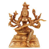 Brass Handcrafted Raja Matangi Devi Idol, Tantric Mahavidya Uchchhishta Chandalini Murti for Temple & Home Decor, Gold, 6 Inch, 1 Piece