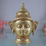 Handcrafted Brass Gowri Face Idol – Parvati | Mahagauri | Gauri | Devi Head Murti for Pooja, Temple, Home Decor & Gifting