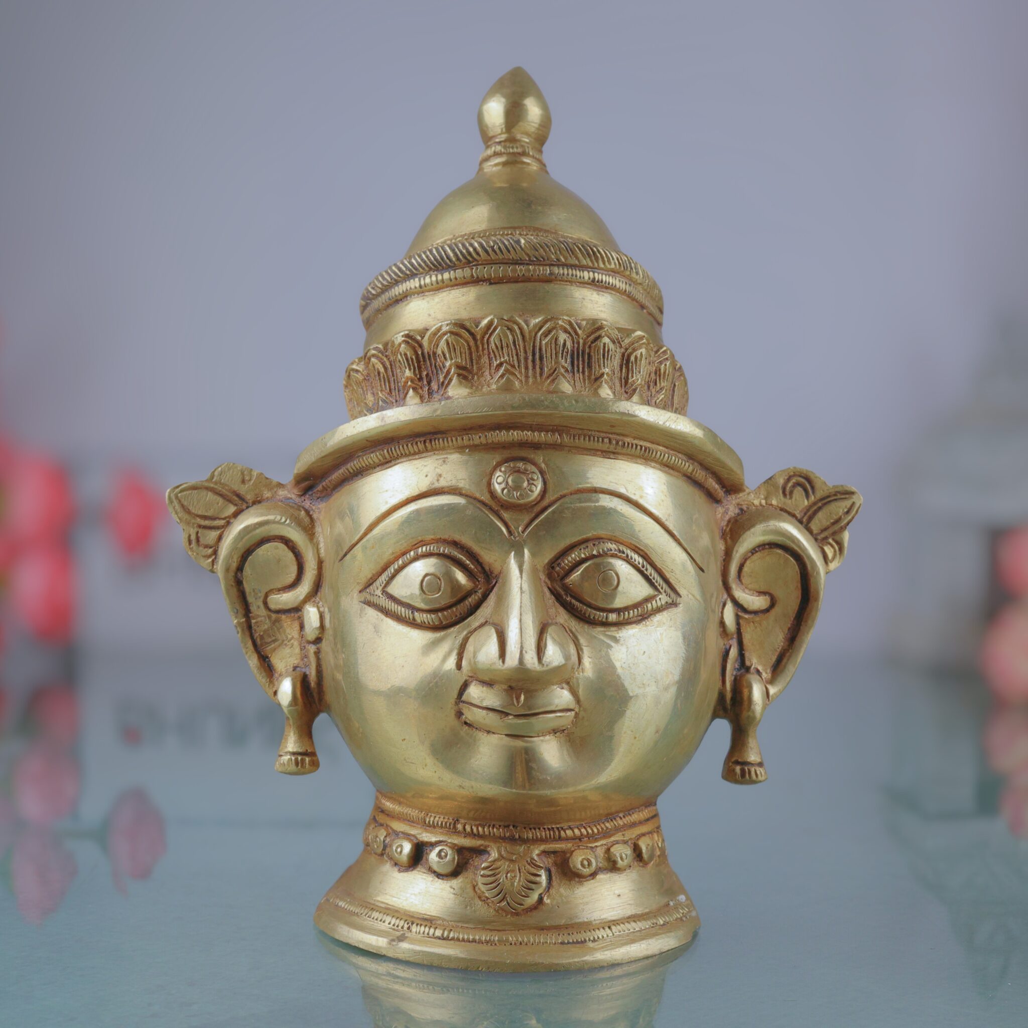 Handcrafted Brass Gowri Face Idol – Parvati | Mahagauri | Gauri | Devi Head Murti for Pooja, Temple, Home Decor & Gifting
