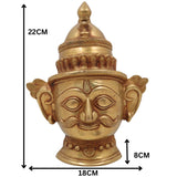 Brass Shiva Face Idol, Peetal Mahadev Mukha, Handcrafted Bholenath Head, Rudra Shankara Mask, Kailashnath Pital Statue, Gold, 9 Inch, 1 Piece