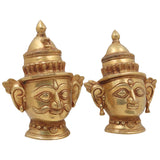 Brass Shiv Parvati Head Idol, Sivaparvathi Pital Face Statue, Handmade Pittal Uma Gauri Murti for Home Decor & Puja, Gold, 9 Inch, 1 Piece