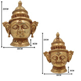 Brass Shiv Parvati Head Idol, Sivaparvathi Pital Face Statue, Handmade Pittal Uma Gauri Murti for Home Decor & Puja, Gold, 9 Inch, 1 Piece