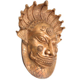 Handcrafted Bronze Bhairava face Idol – Kala Bhairava, Kapala Bhairava, Ugra Bhairava Panchaloha Sculpture for Home Temple & Decor,Gold, 8.5 Inch, 1 Piece