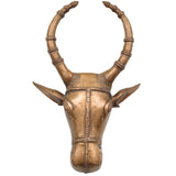 Handcrafted Bronze Nandi Idol | Panchaloha Nandhi Murti | Devotional Bull Head Sculpture for Pooja & Temple Decor,Gold, 10 Inch, 1 Piece