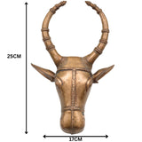 Handcrafted Bronze Nandi Idol | Panchaloha Nandhi Murti | Devotional Bull Head Sculpture for Pooja & Temple Decor,Gold, 10 Inch, 1 Piece