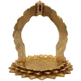 Brass Pooja Chowki with Prabhavali for Home Temple, Mandir Stand, Deity Idol Stand, Handmade Spiritual Puja Mandap, Decorative Brass Peetha, Rustproof Brass Chowki,Gold, 8 Inch, 1 Piece