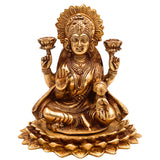 Brass Laxmi Idol | Lakshmi Murti | Maha Lakshmi Devi Statue | Brass Lakshmi Goddess Idol | Laxmi Murti for Pooja & Decor, Gold, 8.5 Inch, 1 Piece
