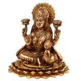 Brass Laxmi Idol | Lakshmi Murti | Maha Lakshmi Devi Statue | Brass Lakshmi Goddess Idol | Laxmi Murti for Pooja & Decor, Gold, 8.5 Inch, 1 Piece