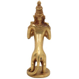 Brass Yali Lamp, Lion Holding Vilakku, Peetal Pital Pittal Deepam, Traditional South Indian Pooja Deepa, Gold, 8 Inch, 1 Piece