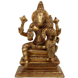 Brass Varaha Lakshmi Idol | Lakshmi Varaha Murti | Varaha Swamy with Lakshmi Statue | Pital Vigraham Moorti for Puja, Temple & Home Decor, Gold, 5.5 Inch, 1 Piece