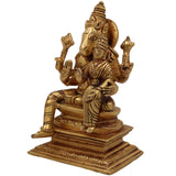 Brass Varaha Lakshmi Idol | Lakshmi Varaha Murti | Varaha Swamy with Lakshmi Statue | Pital Vigraham Moorti for Puja, Temple & Home Decor, Gold, 5.5 Inch, 1 Piece