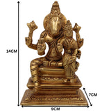 Brass Varaha Lakshmi Idol | Lakshmi Varaha Murti | Varaha Swamy with Lakshmi Statue | Pital Vigraham Moorti for Puja, Temple & Home Decor, Gold, 5.5 Inch, 1 Piece