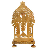 Brass Prabhavali Chowki, Singhasan Stand for Pooja Idols, Durable Brass Idol Seat for Mandir, Decorative Prabhavali Stand, Pooja Room Chowki for Temple Decor, Gold, 9.5 Inch, 1 Piece