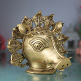 Brass Varaha Head Idol | Varahadev Murti Wall Hanging | Boar Avatar Vishnu Statue | Peetal Varaha Pratima for Home Temple Decor & Gifts