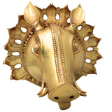Brass Varaha Head Idol, Varahadev Murti Wall Hanging, Boar Avatar Vishnu Statue, Peetal Varaha Pratima for Home Temple Decor & Gifts, Gold, 9 Inch, 1 Piece