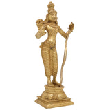 Brass Sri Ram Idol, Shree Rama Murti, Ramachandra Statue, Kodanda Ramar Vigraham, Pital Raghava Moorti for Pooja Room Temple & Home Decor, Gold, 9 Inch, 1 Piece