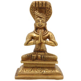 Brass Manavala Mamunigal Idol,  Azhagiya Manavalan Varavaramuni Pital Moorthi Vigraham Statue for Pooja & Home Decor, Gold, 5 Inch, 1 Piece