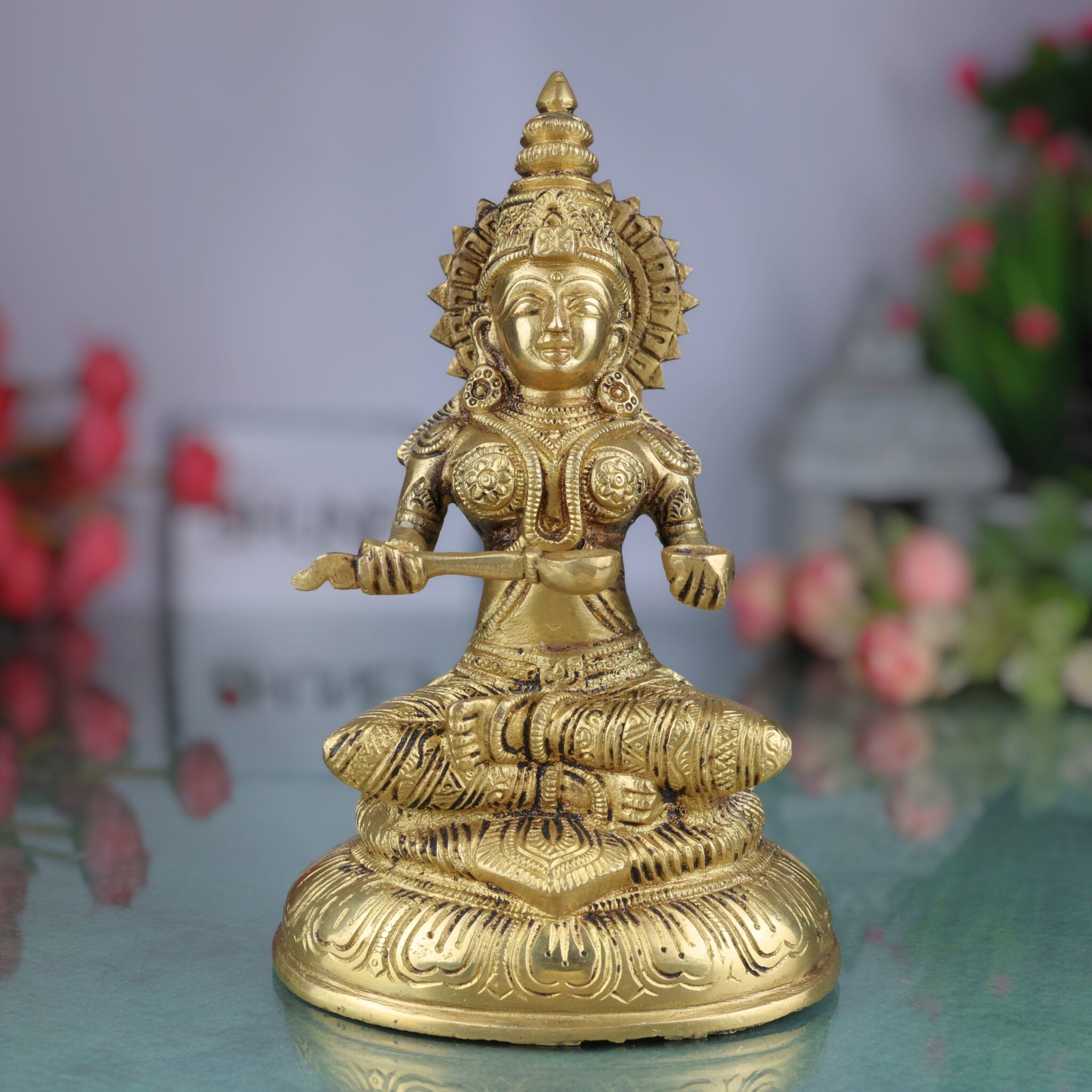 Brass Goddess Annapurna Devi Idol Annapurneshwari Annpurna Annapoorneshwari Annaporna Murti