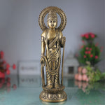 Brass Buddha Standing Idol, Gautama Buddha Murti, Meditating Lord Buddha Statue, Dhyana Buddha Figurine for Home Decor, Pooja & Spiritual Gift