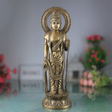 Brass Buddha Standing Idol, Gautama Buddha Murti, Meditating Lord Buddha Statue, Dhyana Buddha Figurine for Home Decor, Pooja & Spiritual Gift