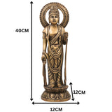Brass Buddha Standing Idol, Gautama Buddha Murti, Meditating Lord Buddha Statue, Dhyana Buddha Figurine for Home Decor, Pooja & Spiritual Gift, Gold, 16 Inch, 1 Piece
