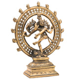 Brass Nataraja Idol, Shiv Natraj Statues, Dancing Nataraj, Hindu Dance God,Gold, 8.5 Inch, 1 Piece