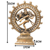 Brass Nataraja Idol, Shiv Natraj Statues, Dancing Nataraj, Hindu Dance God,Gold, 8.5 Inch, 1 Piece