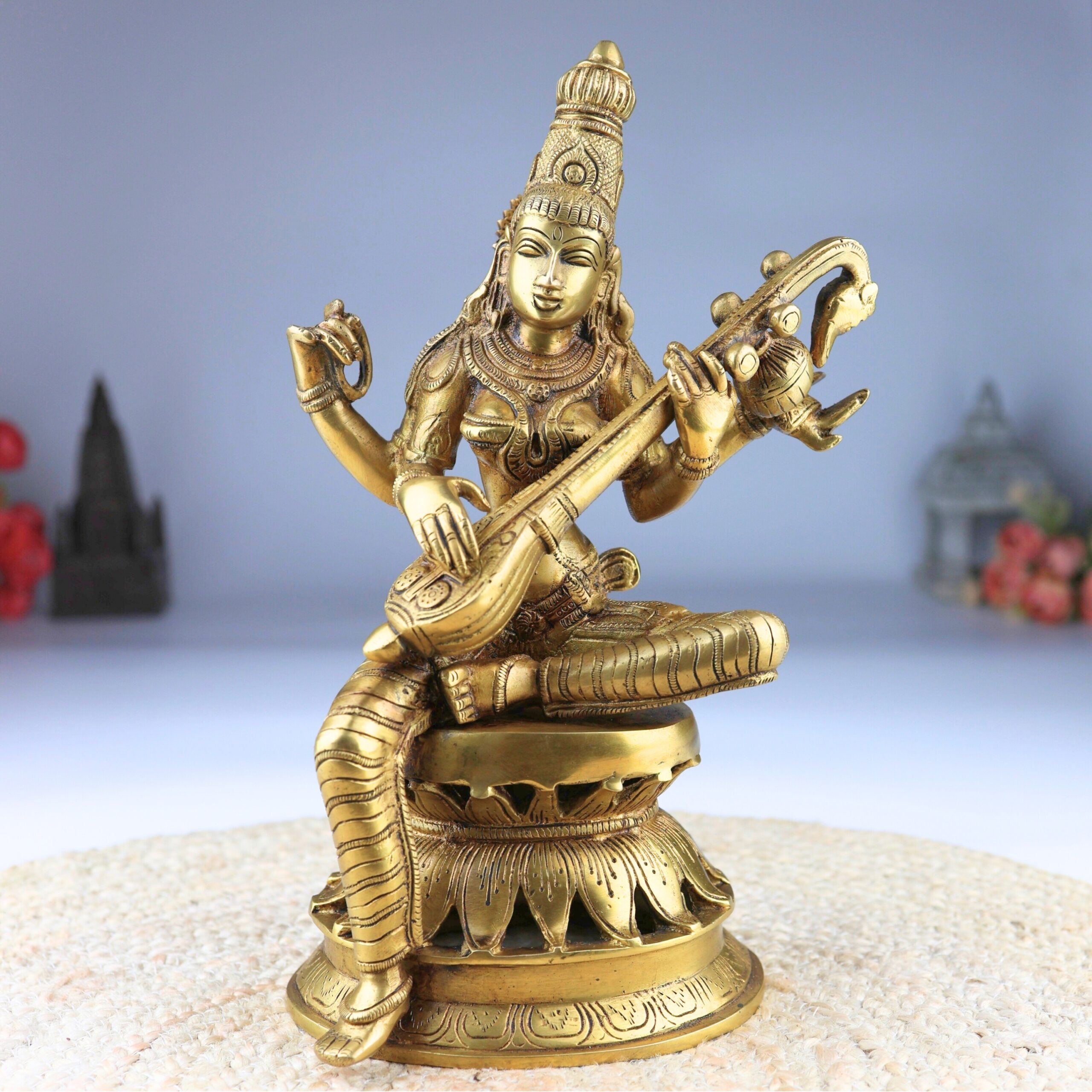 Brass Saraswati Idol Murti