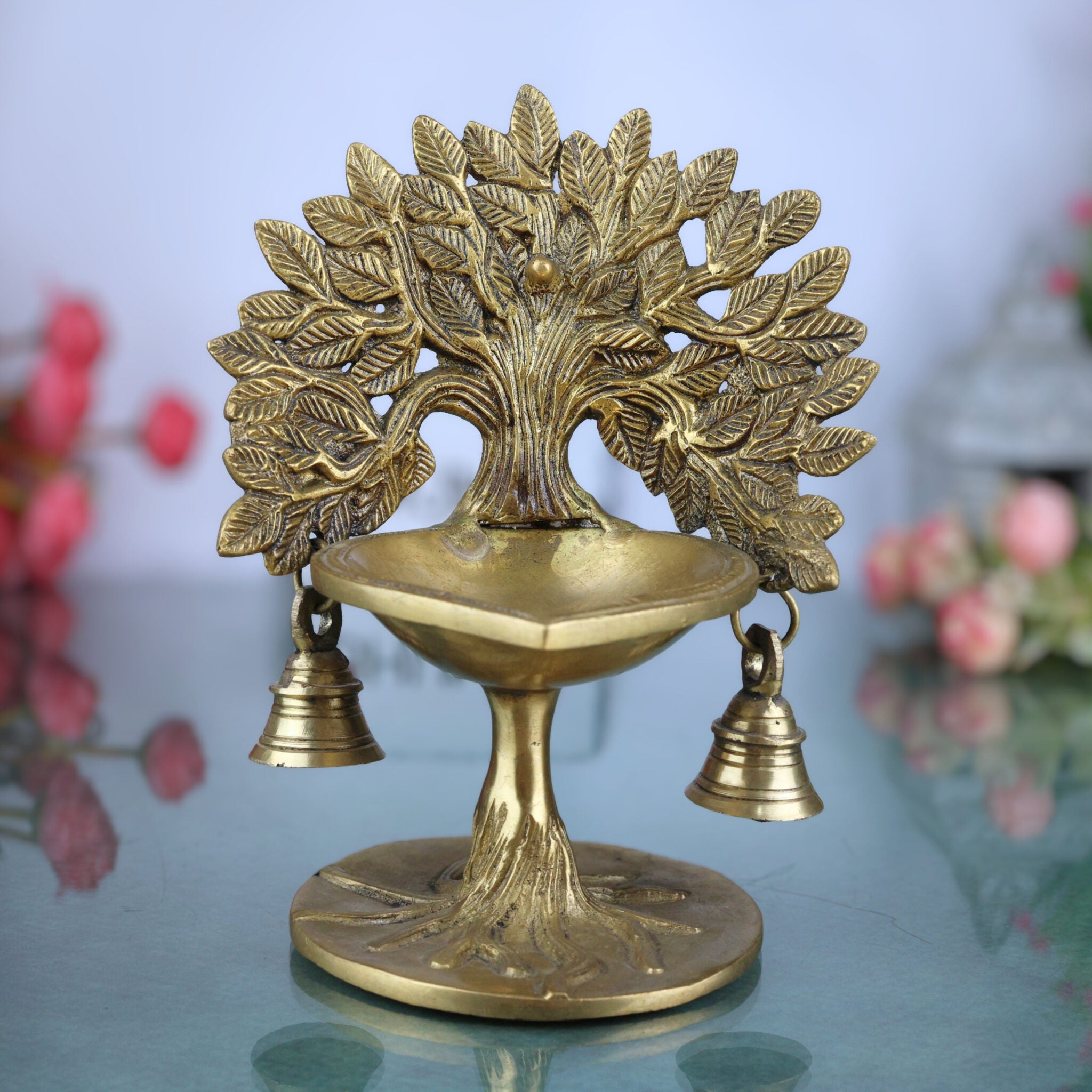 Brass Tree Shaped Oil Lamp | Brass Table Lamp| Brass Lamp | Diya | Lamps | Deep | Deepam | Lamps | Lamp | Brass Lamps | Table Lamp