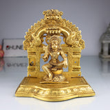 Brass Aiyanar Idol with Peetam & Prabhavali – Tamil Village Guardian God | Ayyanar Shasta Dharma Sastha Kuladeivam Kaaval Deivam Sculpture