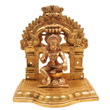 Brass Aiyanar Idol with Peetam & Prabhavali , Tamil Village Guardian God, Ayyanar Shasta Dharma Sastha Kuladeivam Kaaval Deivam Sculpture, Gold, 7 Inch, 1 Piece