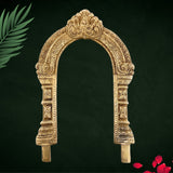 Brass Prabhavali Frame Arch Wall Hanging for Home Temple – Prabhawali with Kirtimukha and Sheshnag for Deity Backdrop | Traditional Pooja Decor