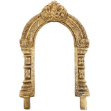 Bhunes Brass Prabhavali Frame Arch Wall Hanging for Home Temple – Prabhawali with Kirtimukha and Sheshnag for Deity Backdrop | Traditional Pooja Decor, Gold, 10.5 Inch, 1 Piece