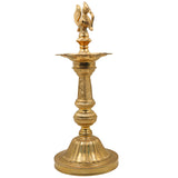 Brass Deepam, Pital Kuthu Vilakku Nilavilakku, Deepa, Temple Pooja Lamp, Gold, 17 Inch, 1 Piece