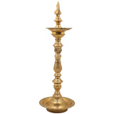 Brass Deepam, Handcrafted Nilavilakku Samai Lamp, Traditional Pital Diya Jyoti Deepa, Gold, 17 Inch, 1 Piece