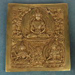 Brass Buddhist Vasudhara Manjushri Wall Hanging, Buddha Murti, Manjushree Bodhisattva Idol for Home, Temple, Meditation & Pooja Decor