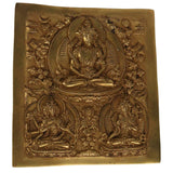 Brass Vasudhara Manjushri Wall Hanging, Manjushree Bodhisattva Idol for Home Temple Meditation & Pooja Decor, Gold, 7.5 Inch, 1 Piece