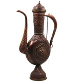 Brass Handmade Surahi, Suraahee, Ewer, Pitcher, Kettle, Ketalee, Kettledrum, Jar, Pot, Surai, Jug, Showpeice, Brass Decoratives, Gift, Home Decoratives, Brown, 17 Inch, 1 Piece