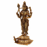 Bhunes Brass Lord Murugan Idol | Kartikeya Statue | Karthikeyan Silai | Kumara Swami Murti | Subramanya Skanda Mahasena | Shanmukha, Gold, 11 Inch, 1 Piece